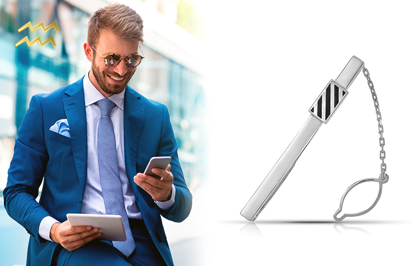 Водолей, зажим для галстука, 23 февраля, подарки, знаки зодиака, советы, 585 золотой