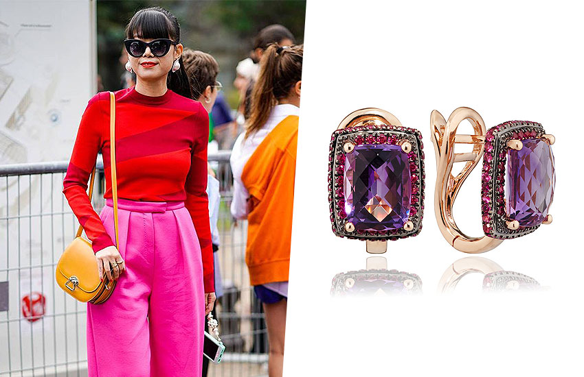 Розовый цвет одежда летние тренды советы стилиста серьги аметист 