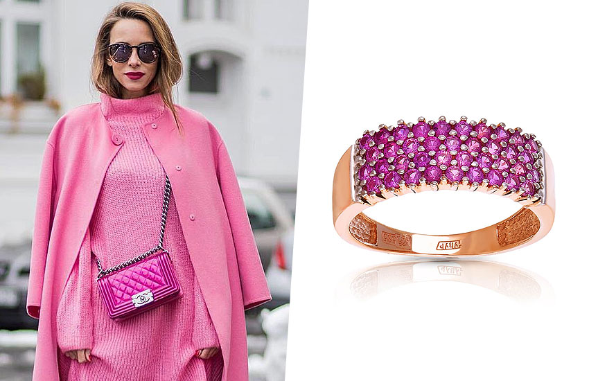 Розовый цвет одежда летние тренды советы стилиста кольцо рубины
