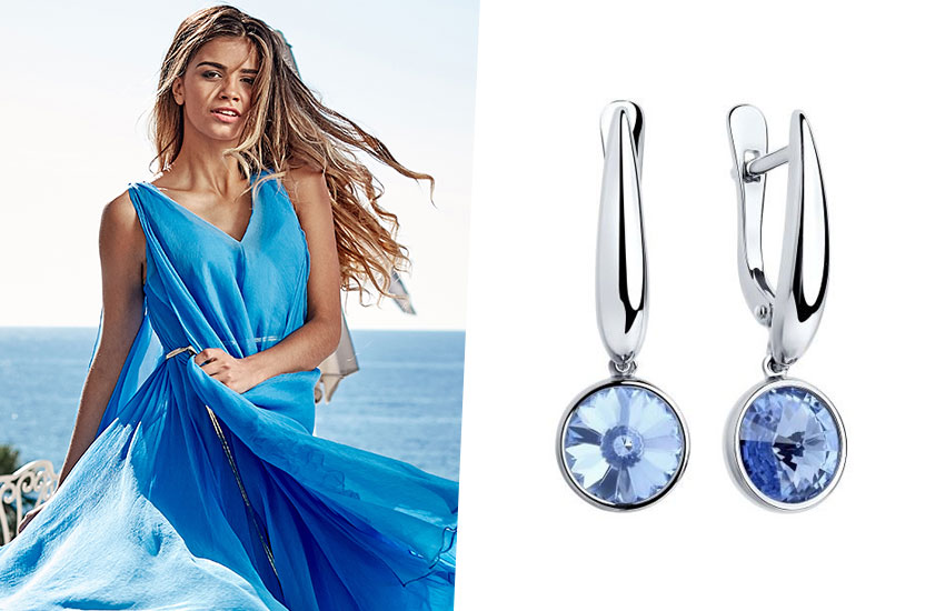 Кристаллы Swarovski Сваровски девушка серьги серебро