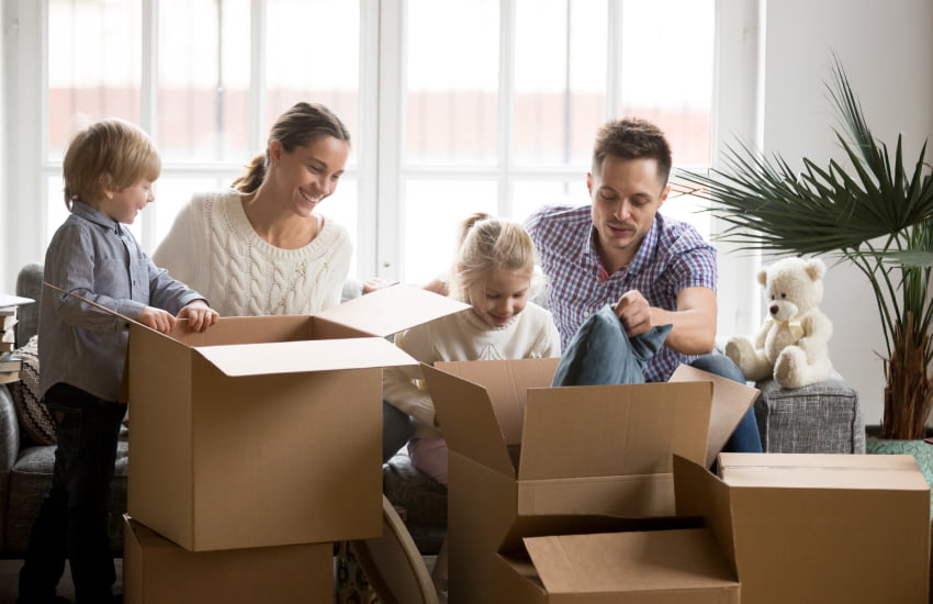 семья, родители и дети, коробки