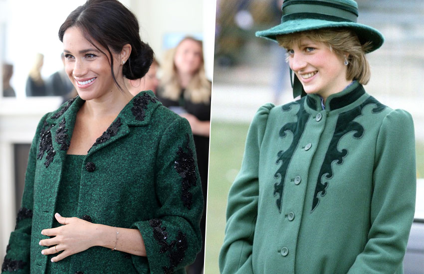 Меган Маркл стиль принцесса Диана мода тренды зеленое пальто Меган Маркл стиль принцесса Диана мода тренды зеленое пальто