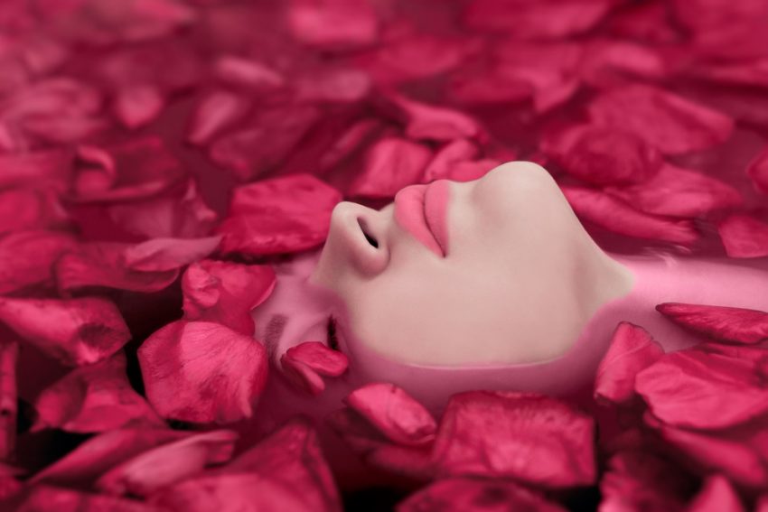 девушка цветы кожа уход за кожей красота