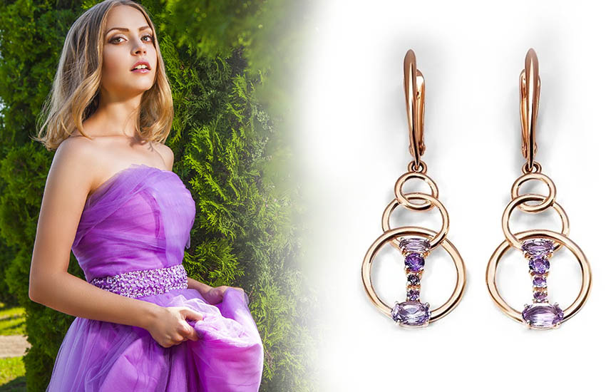 девушка украшения драгоценные камни аметист