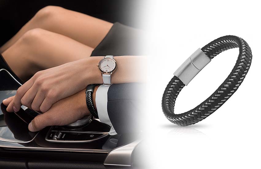 23 февраля подарок мужское украшение браслет из кожи 585*ЗОЛОТОЙ