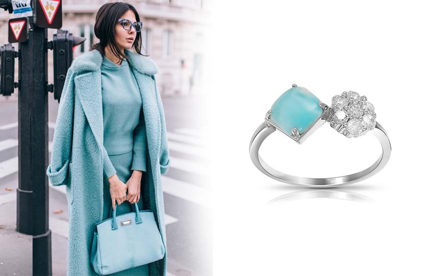 девушка стиль мода тренды бирюза ларимар свойства камня