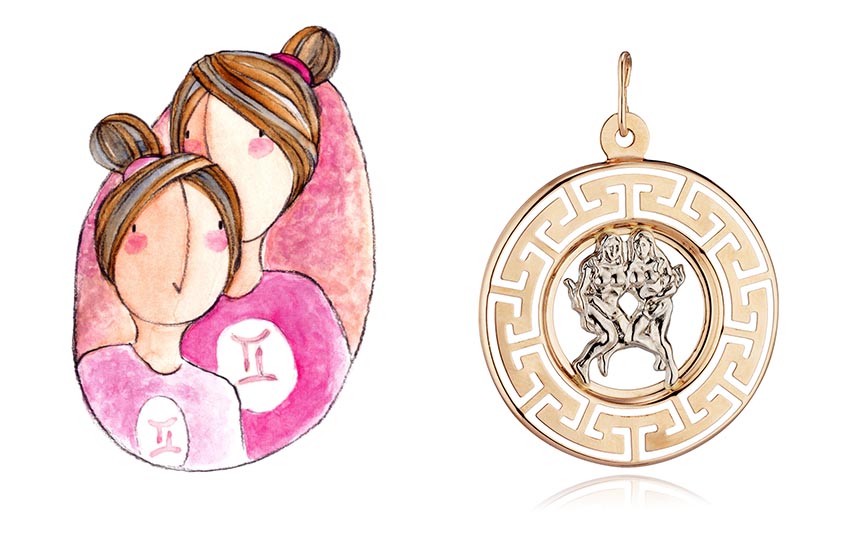 гороскоп, подвеска, золото, 585 золотой, близнецы