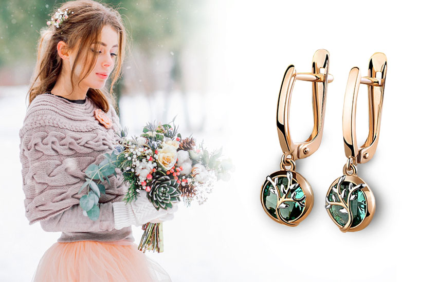 невеста зимняя свадьба ювелирные украшения 585 золотой 