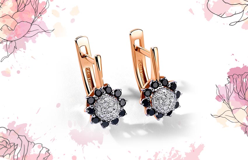 серьги из золота с бриллиантами ювелирные украшения 585 золотой