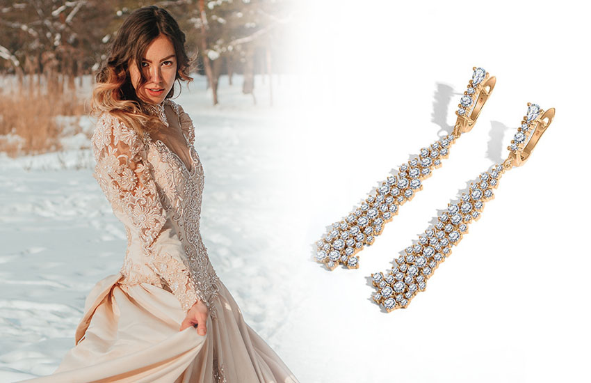 невеста зимняя свадьба ювелирные украшения 585 золотой 
