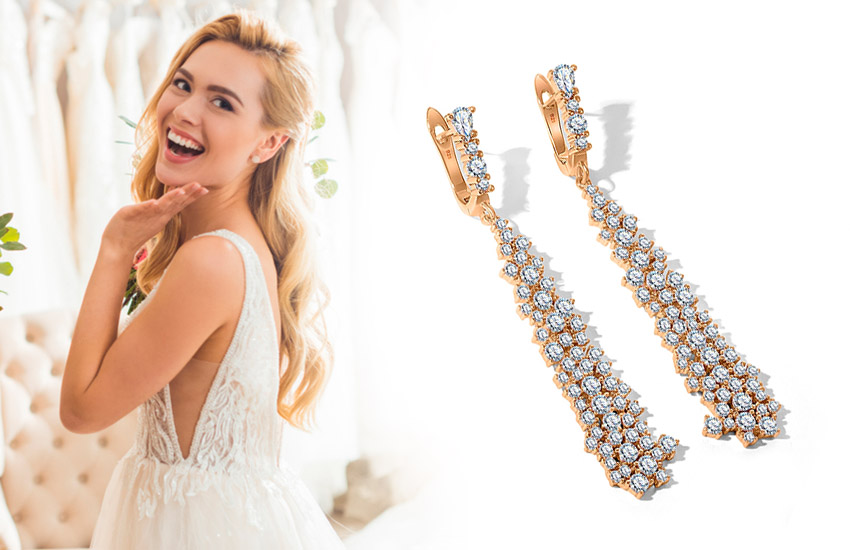 невеста свадьба серьги ювелирные украшения 585 золотой