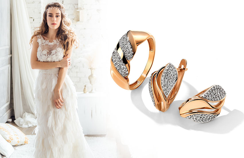 585 Золотой, свадьба 2021, свадебные платья, тренды, серьги, кольцо