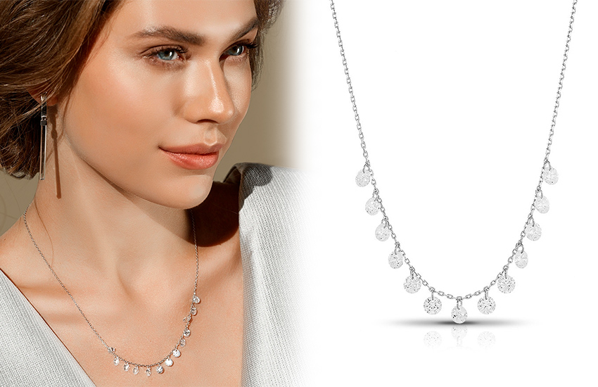 585 Золотой, зимняя свадьба, свадьба зимой, невеста, образ, колье SOKOLOV