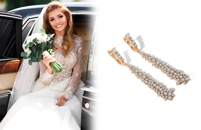 585 Золотой, свадебные тренды 2021, украшения для невесты, образ невесты, серьги