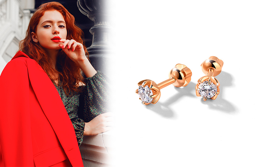 585 золотой девушка ювелирные украшения серьги