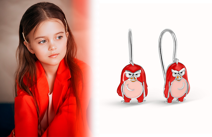 Аngry birds, игра, мультфильм, 585 Золотой, серьги