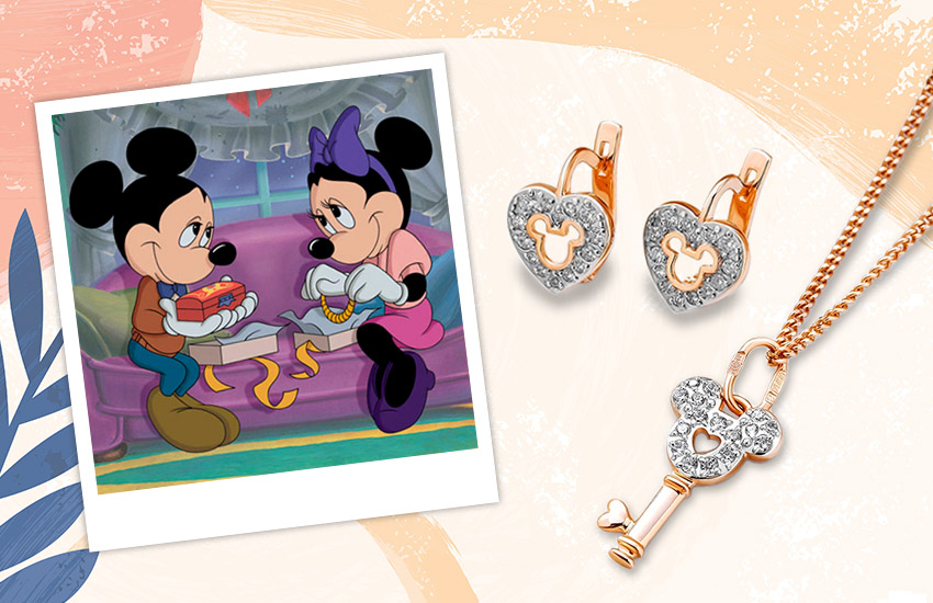 Микки и Минни Маус, мультфильмы, история, детские украшения, 585 золотой, серьги, подвеска
