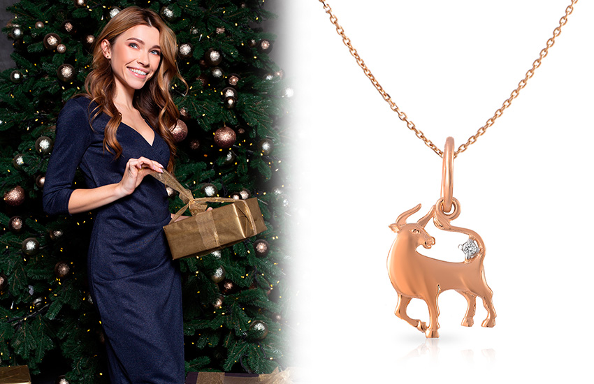 585*Золотой, в чем встречать Новый год, год быка, Новый год 2021, подвеска