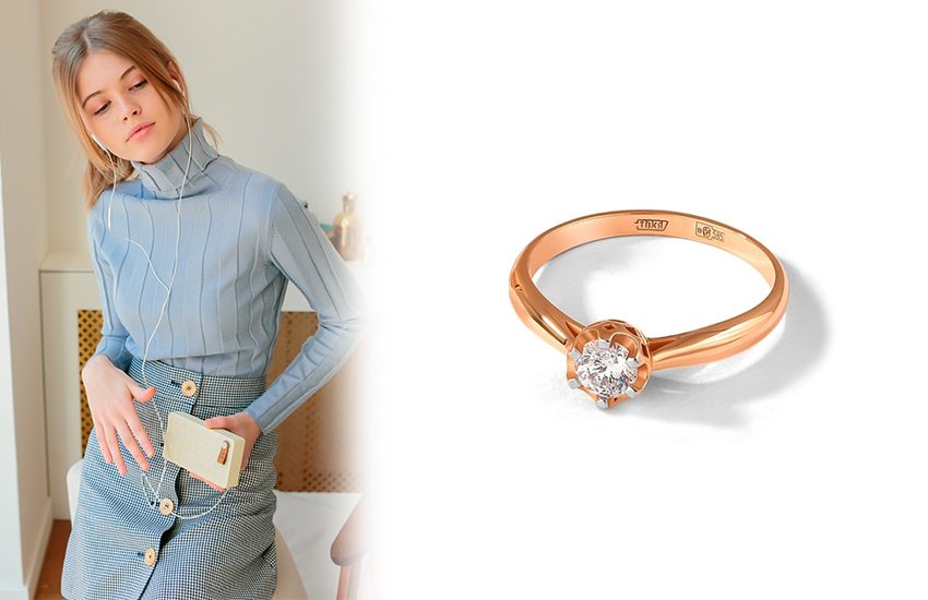 585 золотой девушка ювелирные украшения тонкое кольцо с камнем 