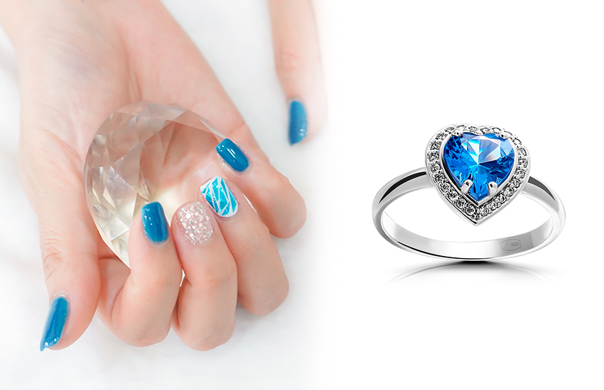 585*Золотой, нейл-дизайн, маникюр, Новый год, тренды, кольцо