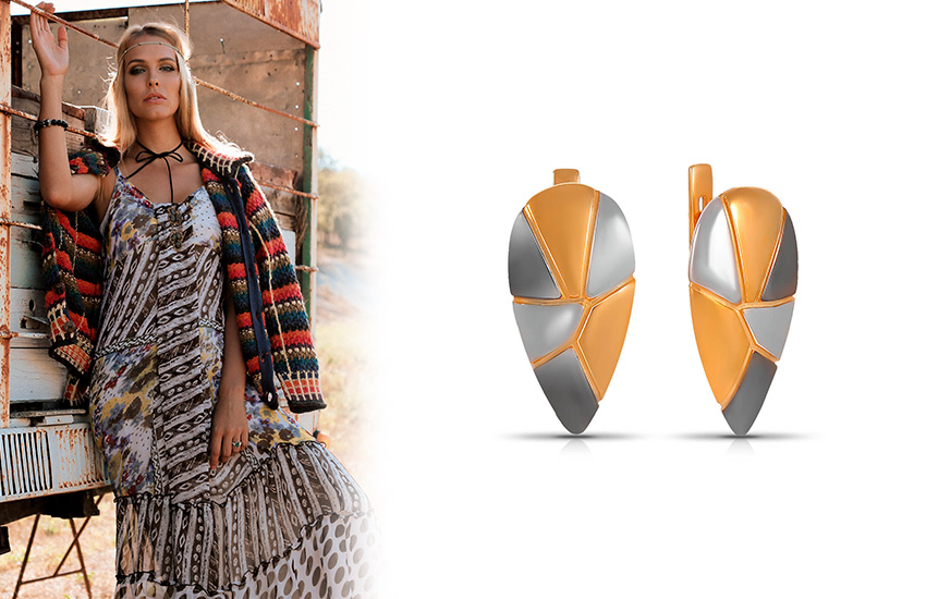 Пэчворк, тренды, советы стилиста, 585 золотой, серьги