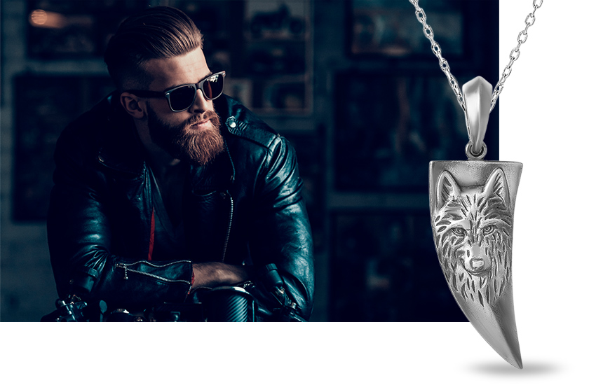 подвеска с волком, мужской стиль, мужские украшения, аксессуары для мужчин, подарок мужчине
