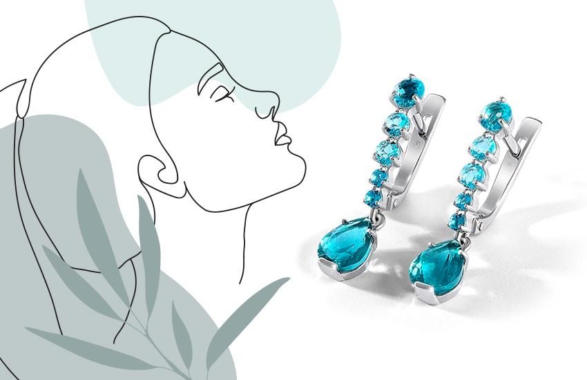 серьги ювелирные украшения 585 золотой подарок для девушки-водолея