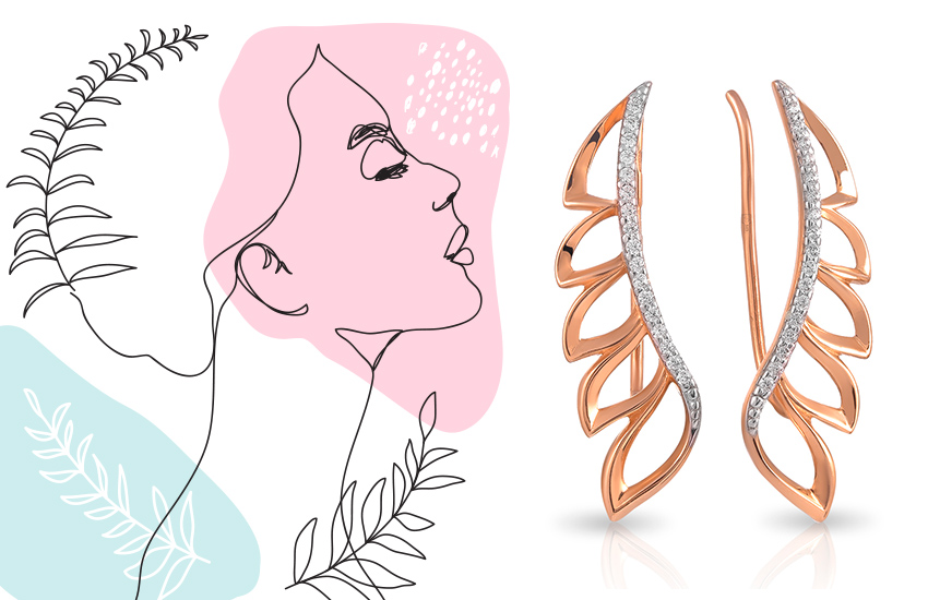 серьги ювелирные украшения 585 золотой подарок для девушки-водолея