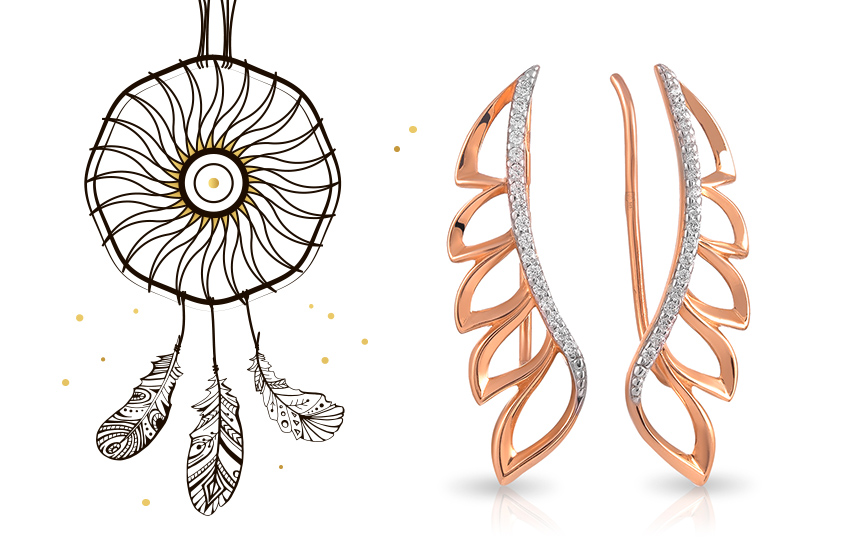 серьги-клаймберы, необычные украшения, ювелирные тренды, мода, 585 золотой