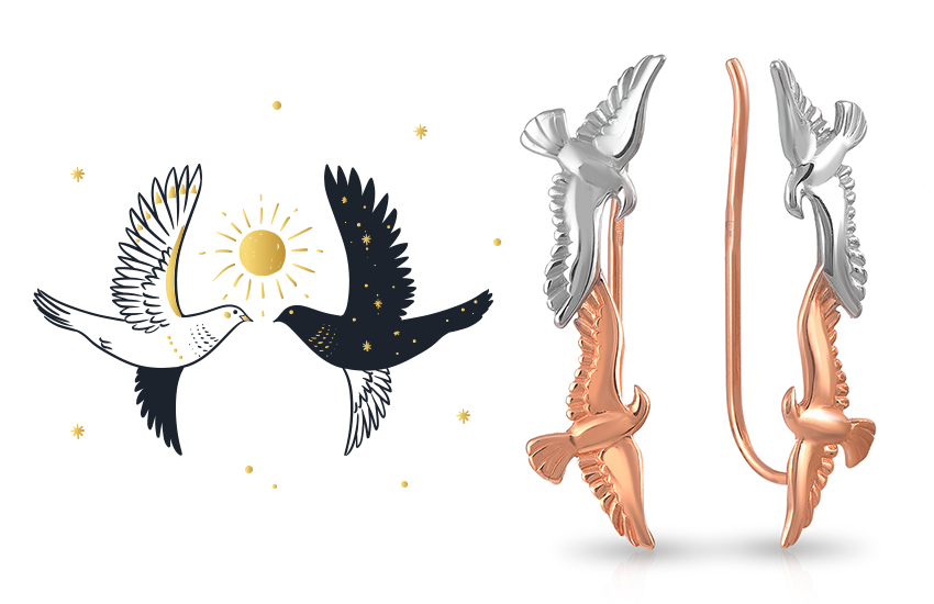 серьги-клаймберы, необычные украшения, ювелирные тренды, мода, 585 золотой