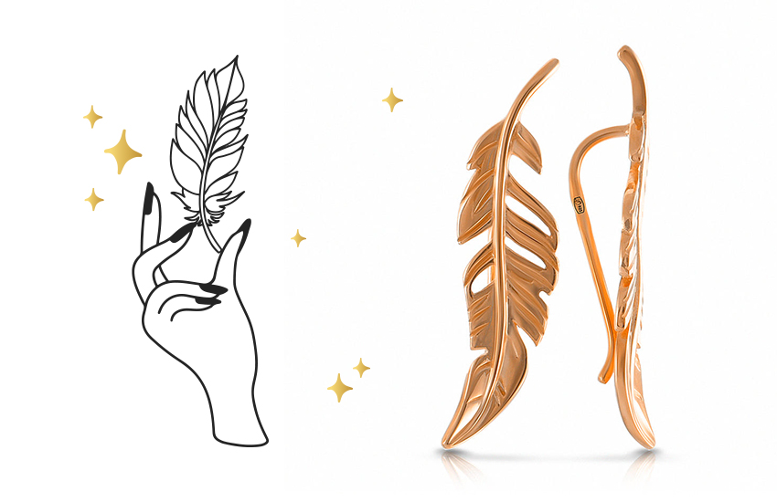 серьги-клаймберы, необычные украшения, ювелирные тренды, мода, 585 золотой