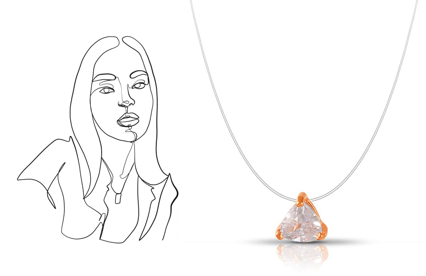 колье на леске, минимализм, ювелирный тренд, стиль, 585 золотой