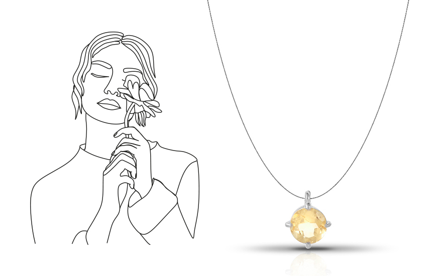 колье на леске, минимализм, ювелирный тренд, стиль, 585 золотой