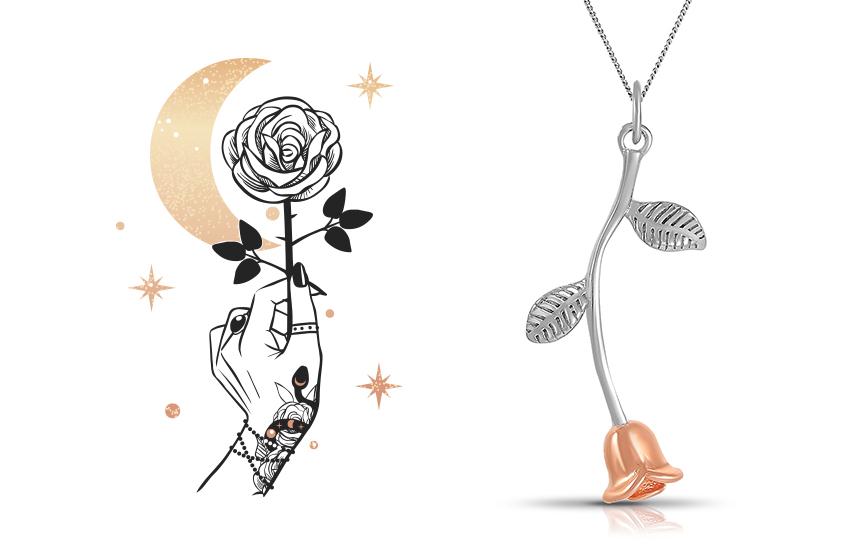 роза, подвеска, символы, талисманы, ювелирные символы, 585 золотой