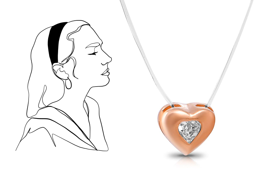 колье на леске, минимализм, ювелирный тренд, стиль, 585 золотой