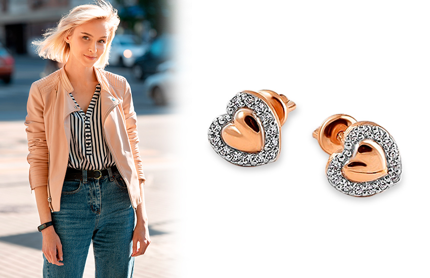 серьги-пусеты с сердечками, 7 моделей, стиль, мода, модный образ