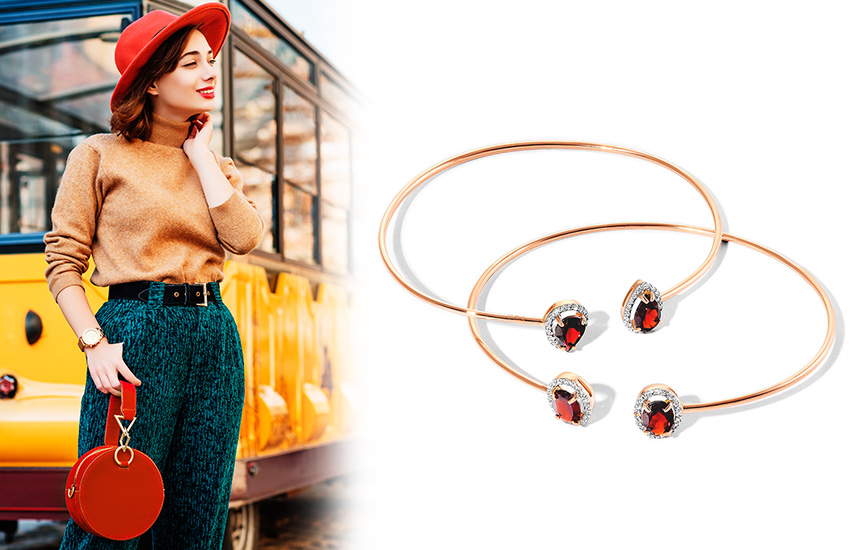 браслет-обруч, ювелирные изделия, цветные камни, советы, образ, стиль, 585 золотой