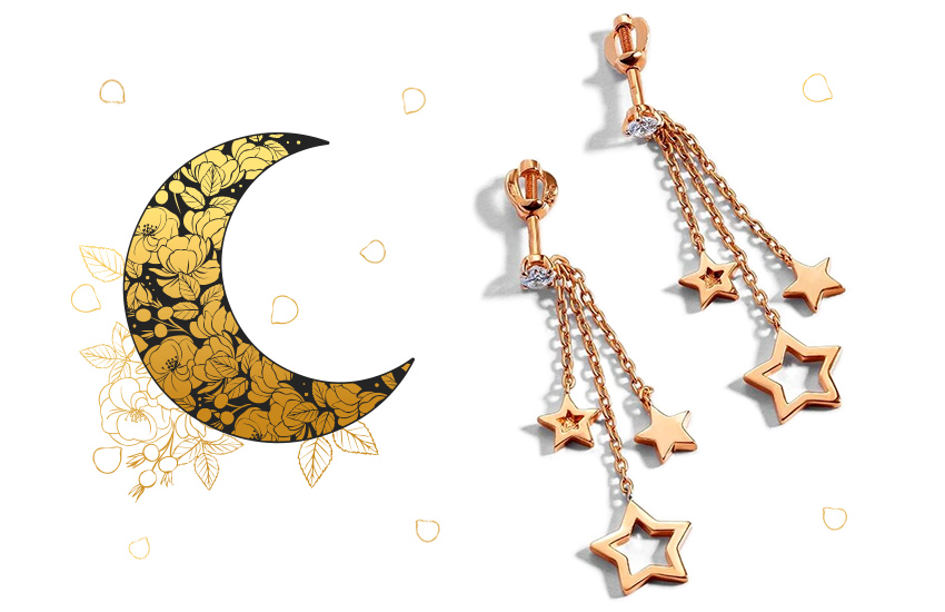 ювелирные изделия 585 золотой лунный гороскоп серьги