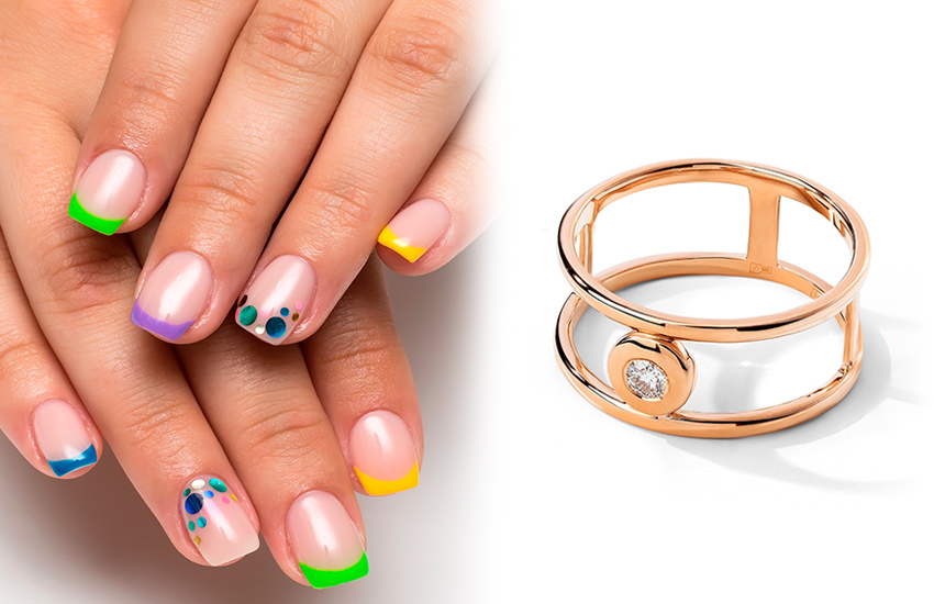 Колорблок, маникюр, нейл-дизайн, цвета, весна, кольцо