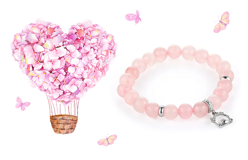 Розовый кварц, цветные камни, ювелирные тренды, стиль, весна, 585 золотой, браслет