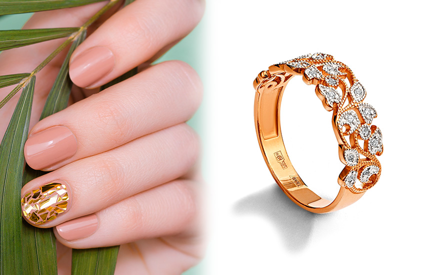 золотой цвет, маникюр, нейл-дизайн, кольцо, советы