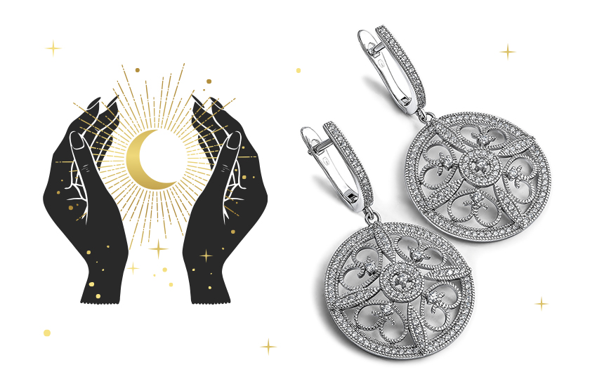 ювелирные изделия 585 золотой лунный гороскоп серьги