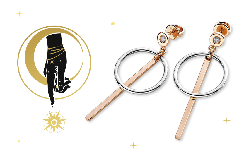 ювелирные изделия 585 золотой лунный гороскоп серьги