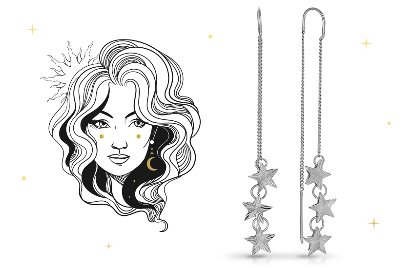 ювелирные изделия 585 золотой лунный гороскоп серьги