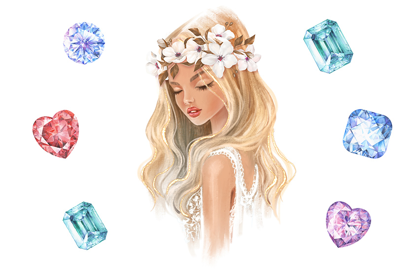 цветные камни, ювелирные тренды, стиль, весна, 585 золотой, украшения