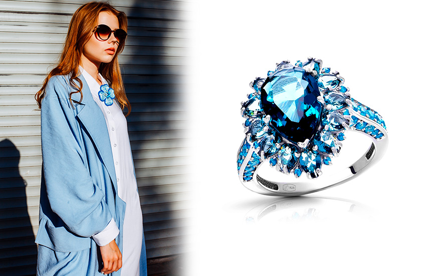 летнее небо, цвета, тренды, весна-лето 2021, советы стилиста, кольцо