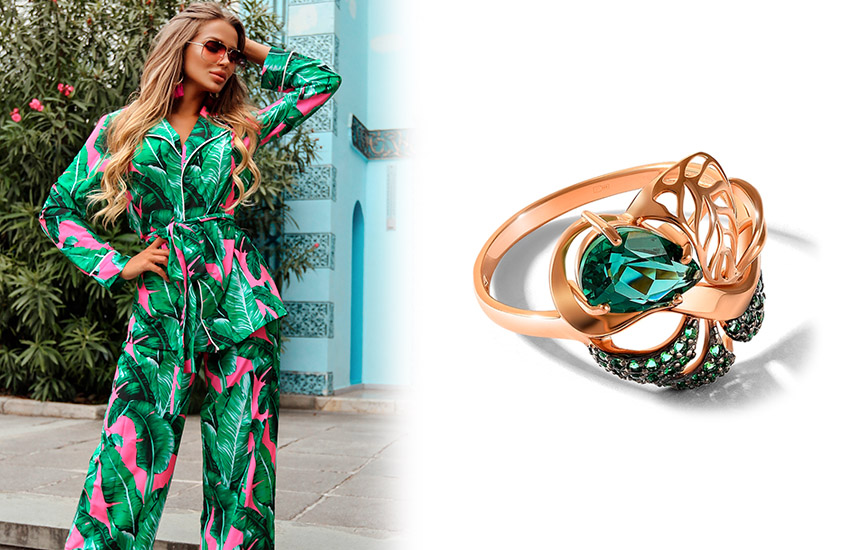 Пижамные брюки с принтом, базовый гардероб, яркие цвета, лето, советы стилиста, кольцо