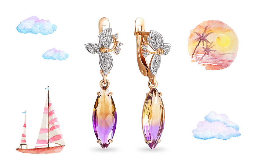 пурпурный закат, цвета, лето, цветотерапия, антистресс-терапия, украшения, тренды лета 2021, аксессуары, серьги