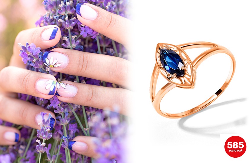 цветочный маникюр, нейл-арт, идеи, 585 золотой, кольцо, маникюр, дизайн ногтей