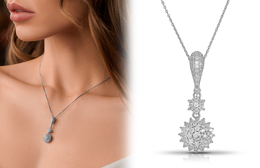 подвеска, 585 золотой, прозрачные кристаллы, бесцветные камни, интересное